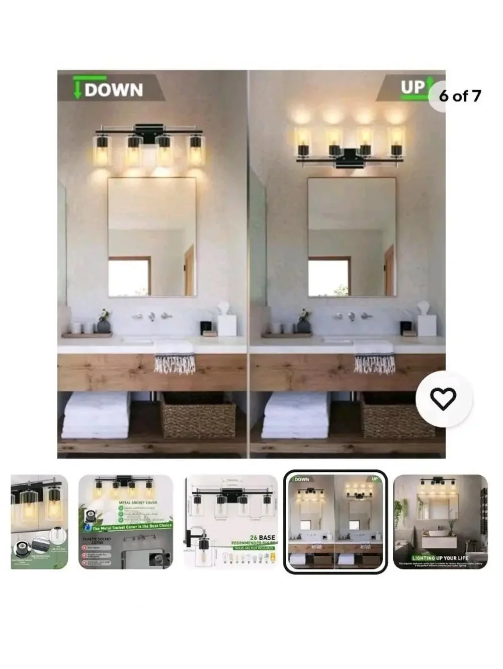 4-Lights Black & Gold Bathroom Light Fixtures Over Mirror, Modern Vanity Light